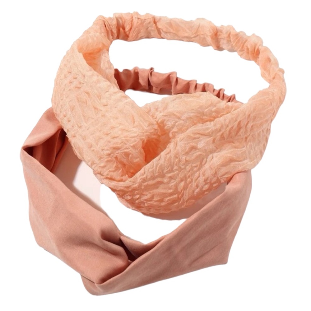 2 Piece Twisted Peach Cloth Headband Set